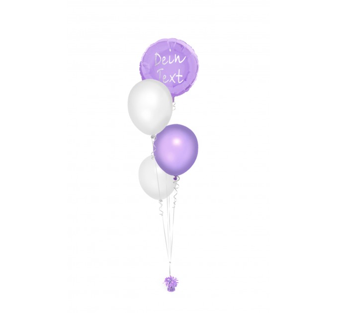Ballonbouquet mit personalisiertem Folienballon (ca. 43 cm) – Lila & Silber