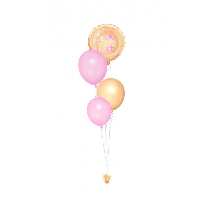 Ballonbouquet mit personalisiertem Folienballon (ca. 43 cm) – Gold & Pink