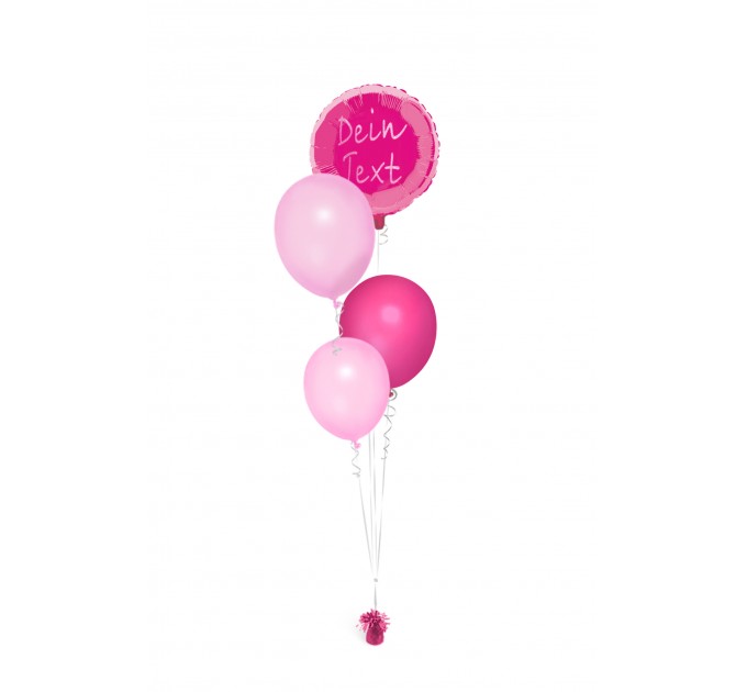 Ballonbouquet mit personalisiertem Folienballon (ca. 43 cm) – Rosa & Hellrosa