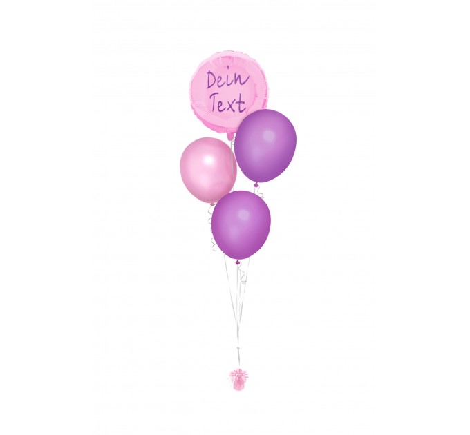 Ballonbouquet mit personalisiertem Folienballon (ca. 43 cm) – Hellrosa & Lila