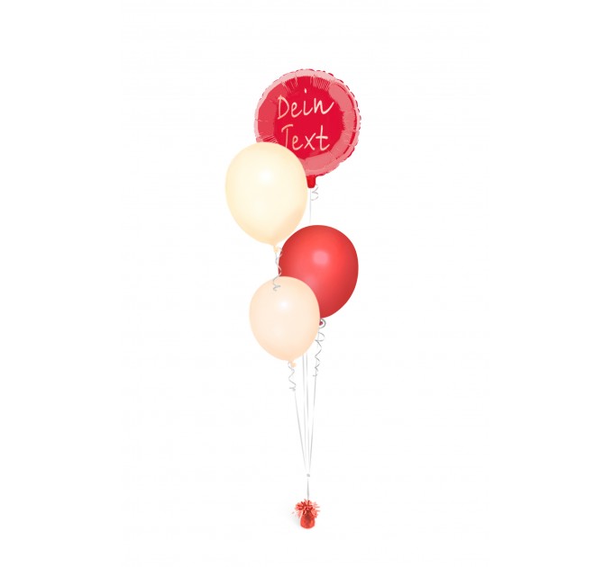 Ballonbouquet mit personalisiertem Folienballon (ca. 43 cm) – Rot & Beige