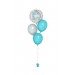Ballonbouquet mit personalisiertem Folienballon (ca. 43 cm) – Silber & Türkis 