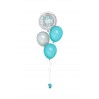 Ballonbouquet mit personalisiertem Folienballon (ca. 43 cm) – Silber & Türkis 