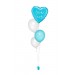 Ballonbouquets (4er-Set) – Personalisierter Herzballon in Hellblau mit weißen Latexballons