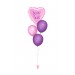 Ballonbouquets (4er-Set) – Personalisiertes Herz in Rosa mit lila Latexballons