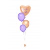 Ballonbouquets (4er-Set) – Goldener Herzballon mit personalisiertem Text & lila Akzenten
