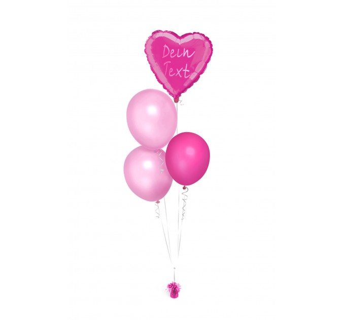 Ballonbouquets (4er-Set) – Pinkes Herz mit Wunschtext & rosa Latexballons