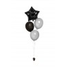 Ballonbouquets (4er-Set) – Schwarzer Sternballon mit Wunschtext & silberne Latexballons