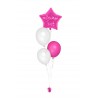 Ballonbouquets (4er-Set) – Pinker Sternballon mit Wunschtext & weiße Ballons