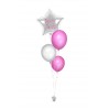 Ballonbouquets (4er-Set) – Silberner Sternballon mit Wunschtext & rosa Ballons