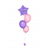 Ballonbouquet (4er-Set) – Lila Stern mit Wunschtext & rosa Latexballons