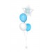 Ballonbouquet (4er-Set) – Silberner Stern mit Wunschtext & hellblaue Ballons