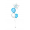 Ballonbouquet (4er-Set) – Silberner Stern mit Wunschtext & hellblaue Ballons