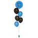 Ballonbouquet (6er-Set) – Blauer Folienballon mit Wunschtext & schwarze Akzente