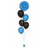 Ballonbouquet (6er-Set) – Blauer Folienballon mit Wunschtext & schwarze Akzente