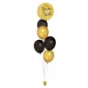 Ballonbouquet (6er-Set) – Goldener Folienballon mit Wunschtext & elegante Schwarz-Gold-Kombi
