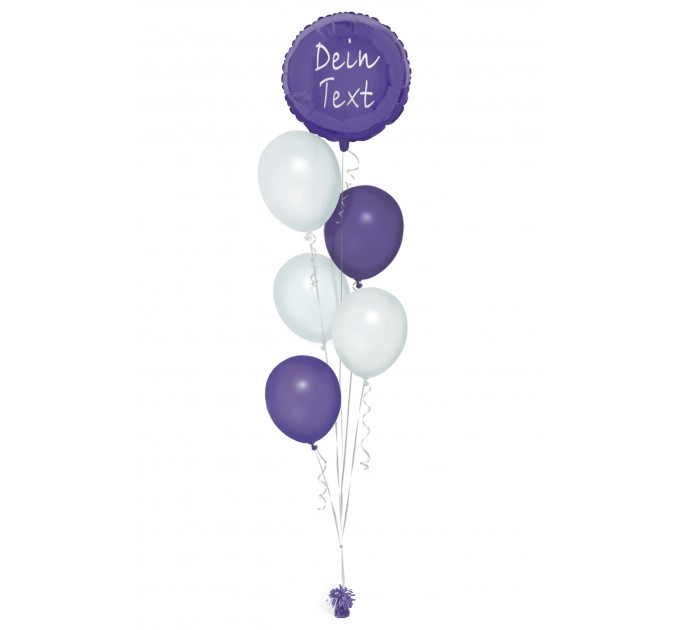 Ballonbouquet in Lila & Weiß mit personalisiertem Folienballon