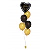 Elegantes Ballonbouquet in Schwarz & Gold mit personalisiertem Herzballon