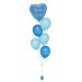 Ballonbouquet in Blau & Hellblau mit personalisiertem Herzballon