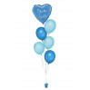 Ballonbouquet in Blau & Hellblau mit personalisiertem Herzballon