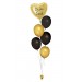 Ballonbouquet in Gold & Schwarz mit personalisiertem Herzballon