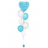 Ballonbouquet in Hellblau & Weiß mit personalisiertem Herzballon