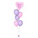 Ballonbouquet in Rosa & Lila mit personalisiertem Herzballon