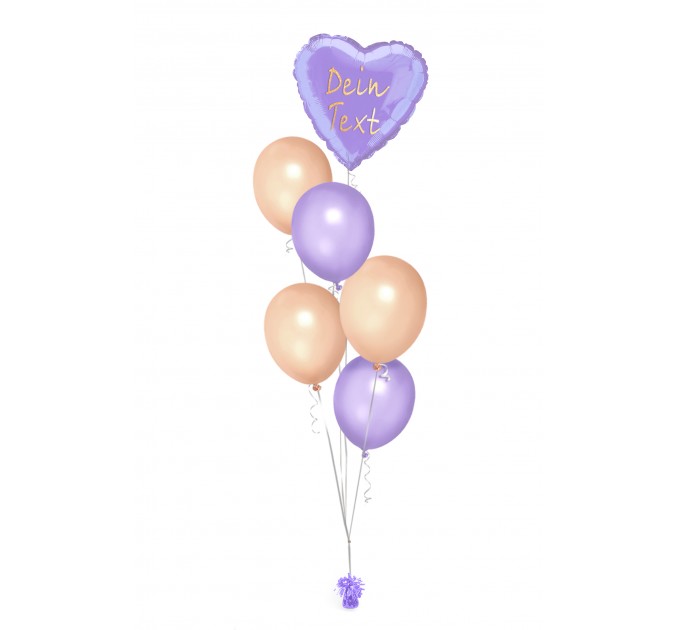 Ballonbouquet in Lila & Gold mit personalisiertem Herzballon