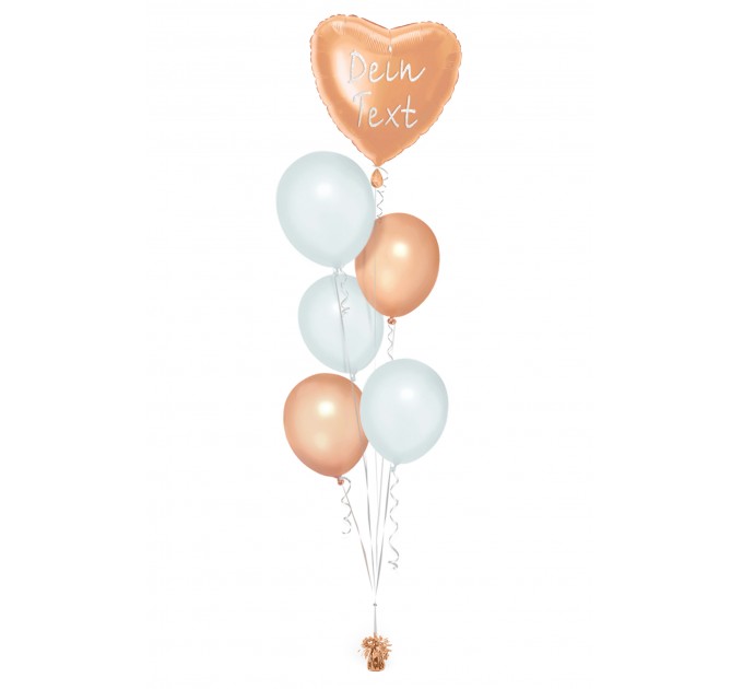 Ballonbouquet in Gold & Weiß mit personalisiertem Herzballon