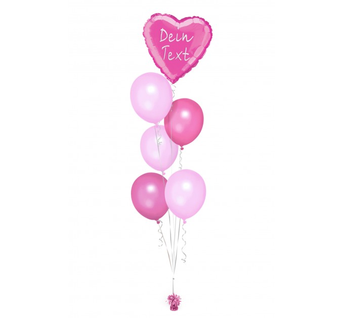 Ballonbouquet in Pink & Rosa mit personalisiertem Herzballon