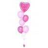 Ballonbouquet in Pink & Rosa mit personalisiertem Herzballon