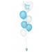 Ballonbouquet in Weiß & Hellblau mit personalisierbarem Herzballon