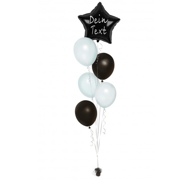 Ballonbouquet in Schwarz & Weiß mit personalisierbarem Sternballon
