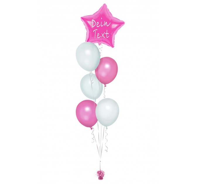 Ballonbouquet in Pink & Weiß mit personalisiertem Sternballon