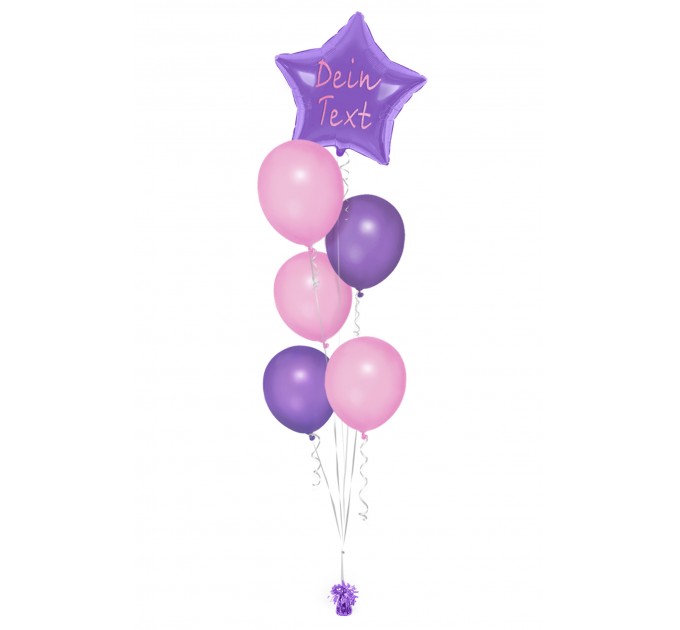Ballonbouquet in Lila & Rosa mit personalisiertem Sternballon