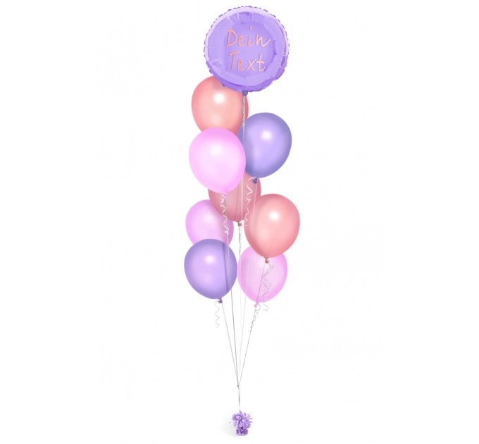 Ballonbouquet Lila, Rosa & Gold mit personalisiertem Text