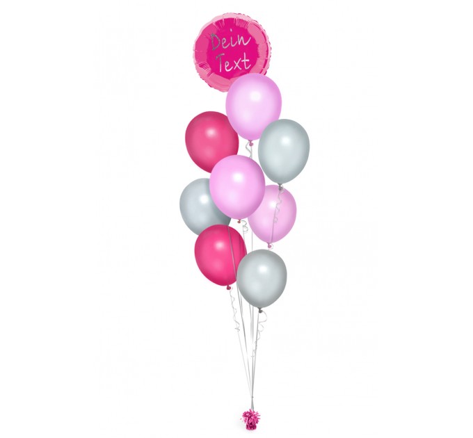 Ballonbouquet in Pink, Rosa & Silber mit personalisiertem Text