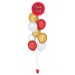 Ballonbouquet in Rot, Gold & Weiß mit personalisiertem Text