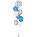 Ballonbouquet in Silber, Blau & Weiß mit personalisiertem Text