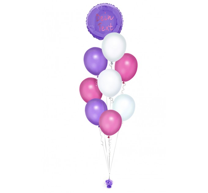Ballonbouquet in Lila, Pink & Weiß mit personalisierbarem Text
