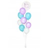 Ballonbouquet in Weiß, Hellblau & Lila mit personalisierbarem Text