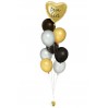 Ballonbouquet in Schwarz, Gold & Weiß mit personalisierbarem Text