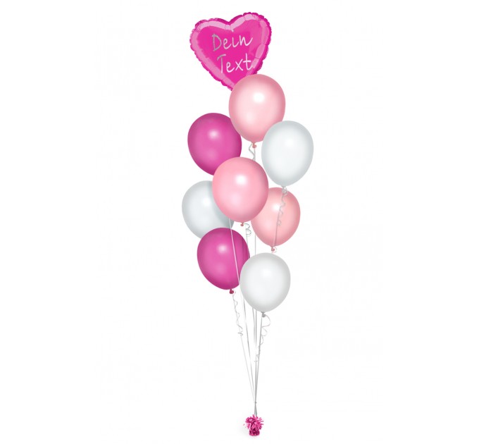 Ballonbouquet in Rosa, Pink & Weiß mit personalisierbarem Text