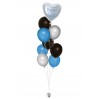 Ballonbouquet mit Herzballon in Silber, Blau & Schwarz – personalisiert