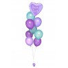 Ballonbouquet mit Herzballon in Lila, Violett & Hellblau – personalisiert