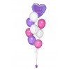 Ballonbouquet mit Herzballon in Violett, Pink & Weiß – personalisiert