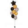 Ballonbouquet mit Sternballon in Schwarz, Gold & Silber – personalisierbar