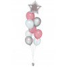 Ballonbouquet in Silber & Rosa mit Wunschtext – personalisierbar