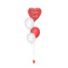 Ballonbouquets (4er-Set) – Rotes Herz mit Wunschtext & weiße Latexballons