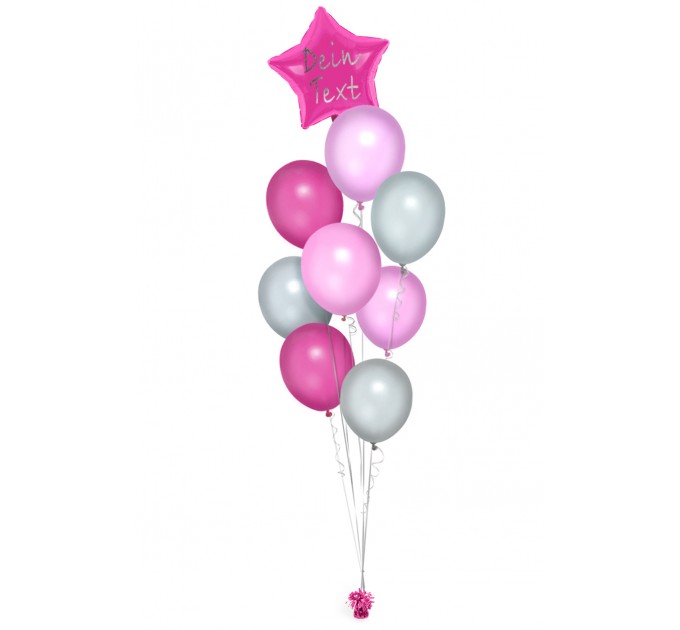 Ballonbouquet in Pink & Rosa mit Wunschtext – personalisierbar